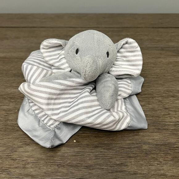 Circo Grey/White Striped Baby Elephant‎ with Satin Underlay Lovey - Picture 1 of 5